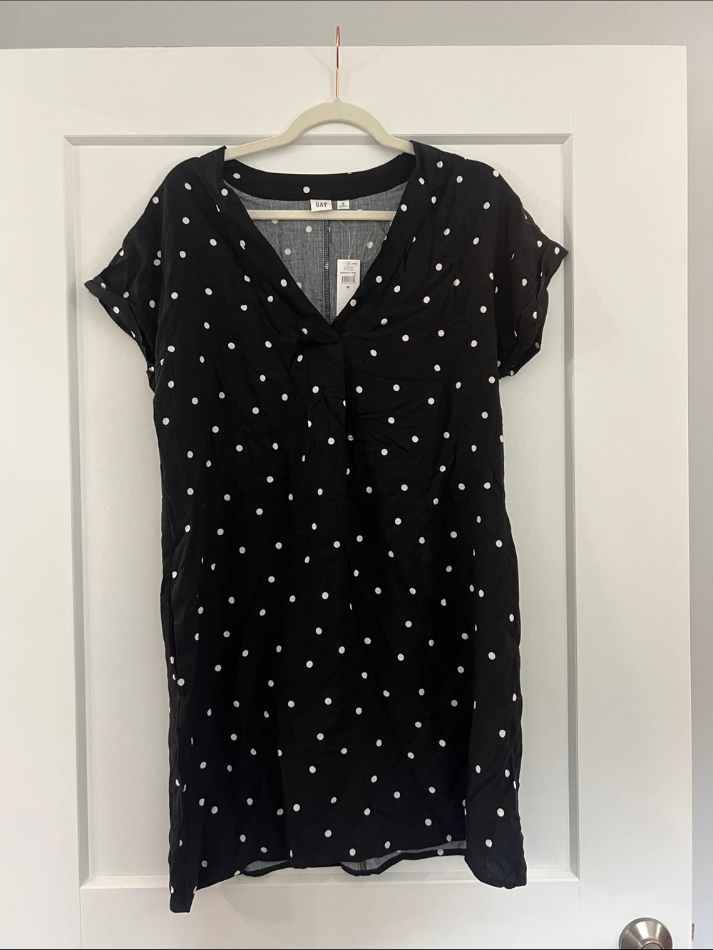 GAP Black Dress with White Polka Dots